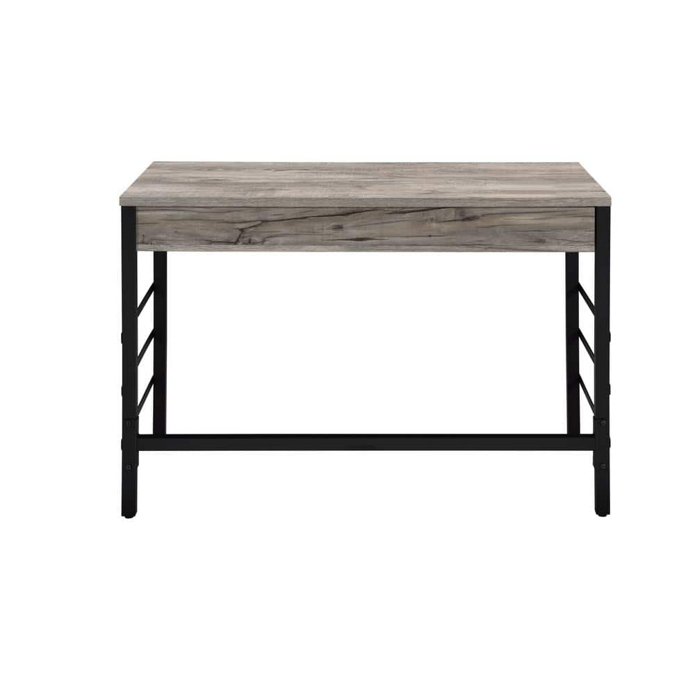42 in. Rectangular Brown and Black Manufactured Wood 2-Drawers Writing Desk