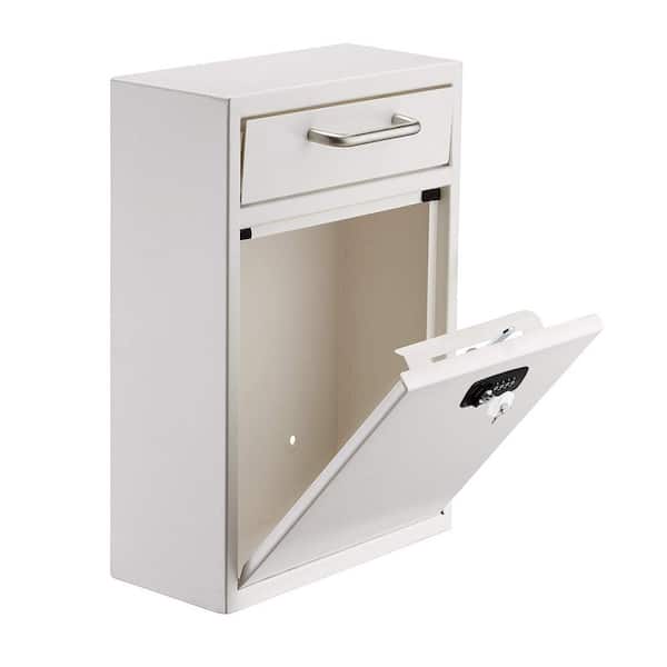 AdirOffice White 16 x 11 in Drop Box Wall Mounted Mail Box W/Key and Combination 