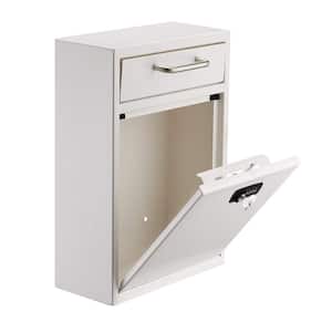 Large Mail Wall-Mount Drop Box with High Security Key and Combination Locking System, White