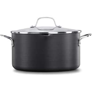 7 qt. Round Aluminum Hard-Anodized Dutch Oven in Black with Lid