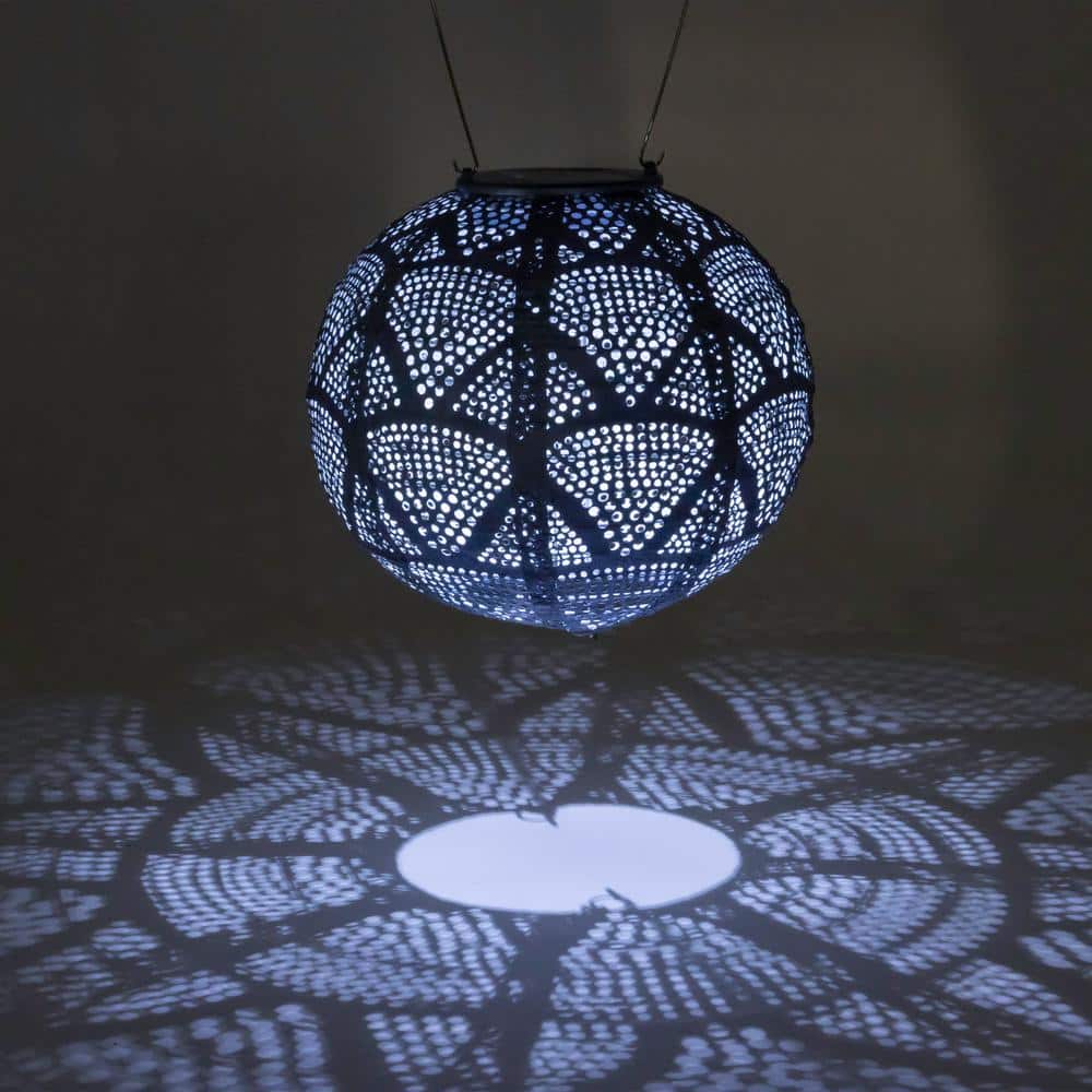 8'' Metallic Blue Solar Powered LED Outdoor Lantern