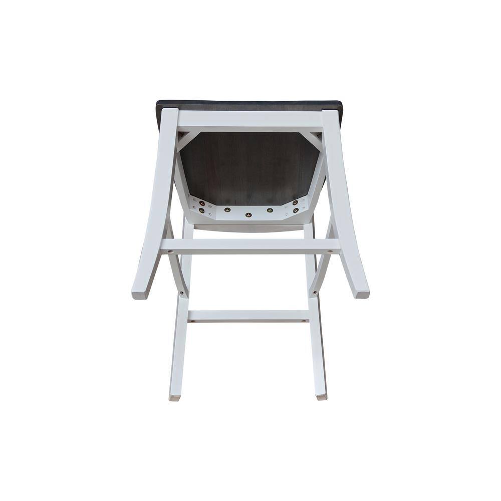 White and Heather Gray Wood Counter Height Stool with Splat Back