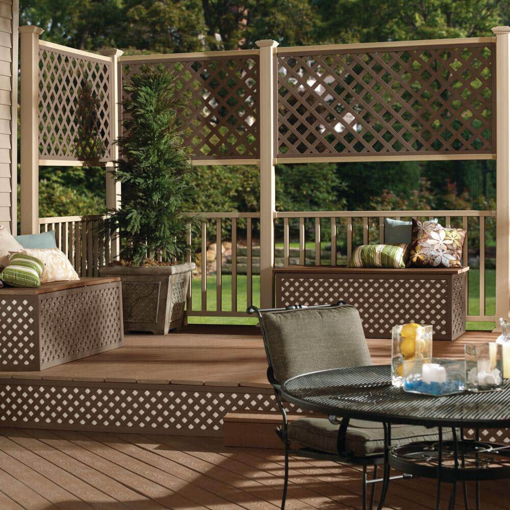 4 ft. x 8 ft. Brazilian Walnut Diamond Garden Vinyl Lattice