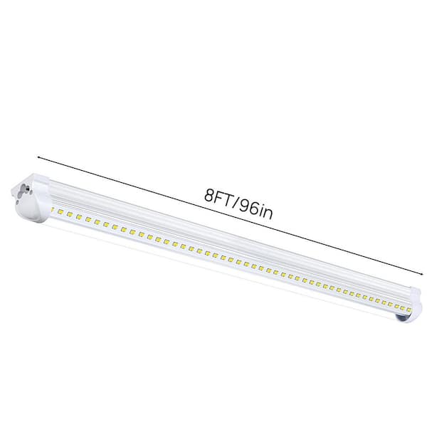 8ft 90-Watt LED Shop Light, 10000LM 6500K Tube Light, Clear Cover