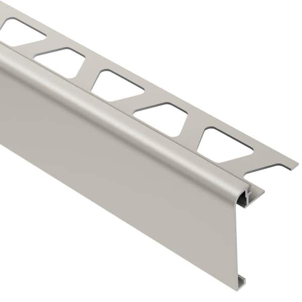 Schluter Rondec-Step Satin Nickel Anodized Aluminum 3/8 in. x 8 ft. 2-1/2 in. Metal Tile Edging Trim