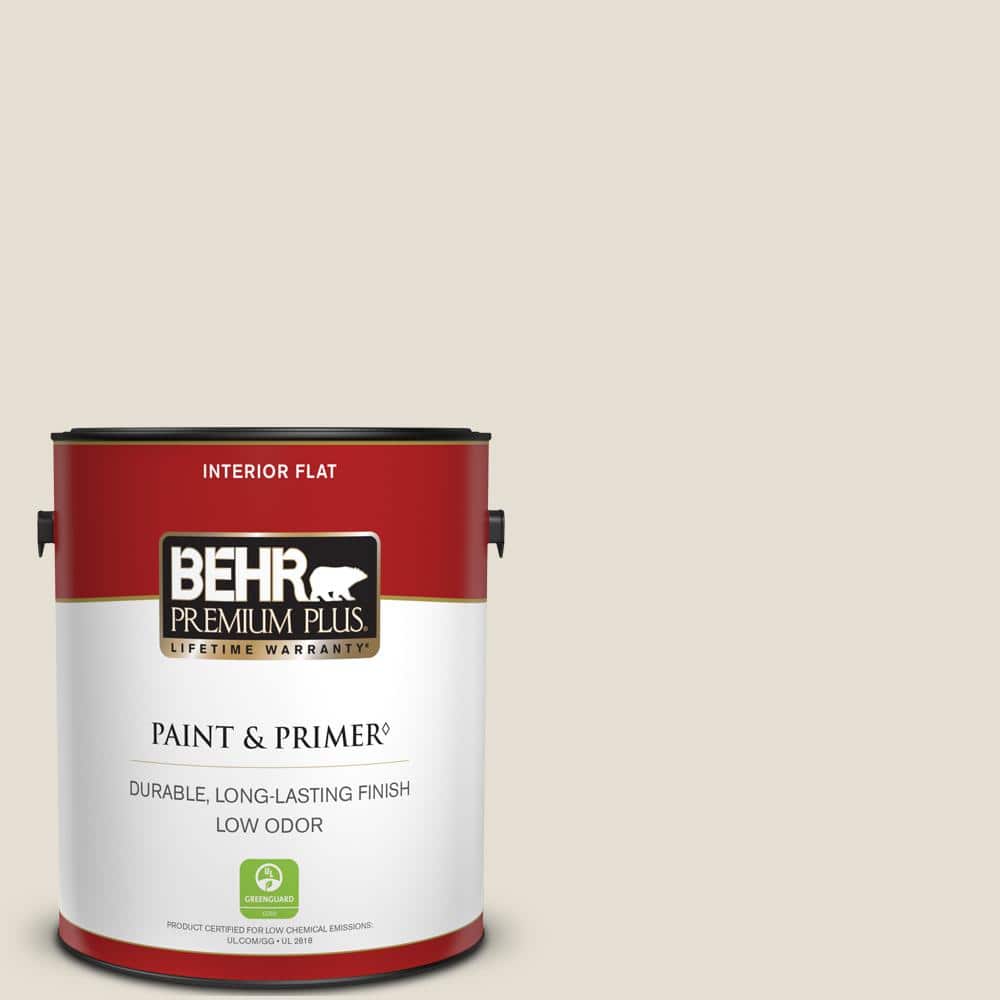 BEHR PREMIUM PLUS 1 gal. #PPU7-11 Cotton Knit Flat Low Odor Interior Paint  & Primer 105001 - The Home Depot