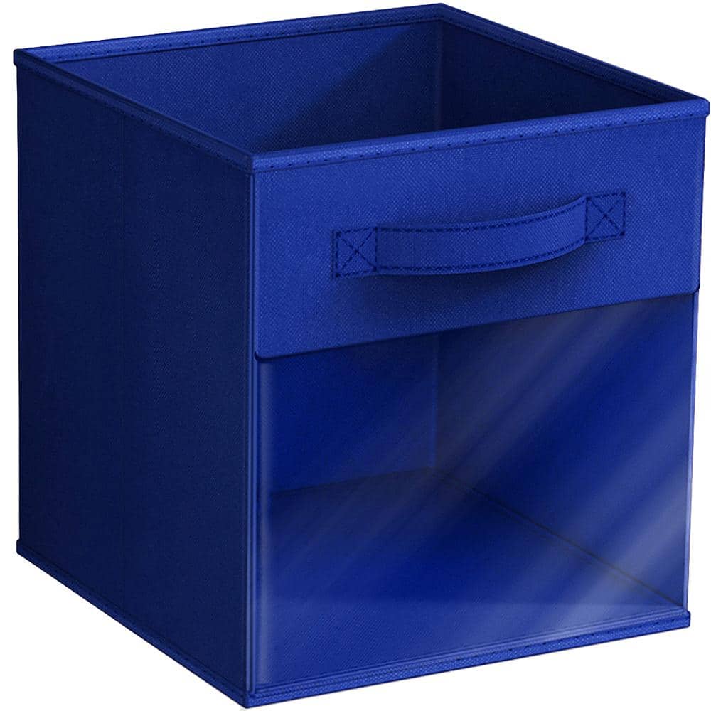 11 Inch Collapsible Fabric Storage Bin with Clear Window - Single Pack - Royal Blue