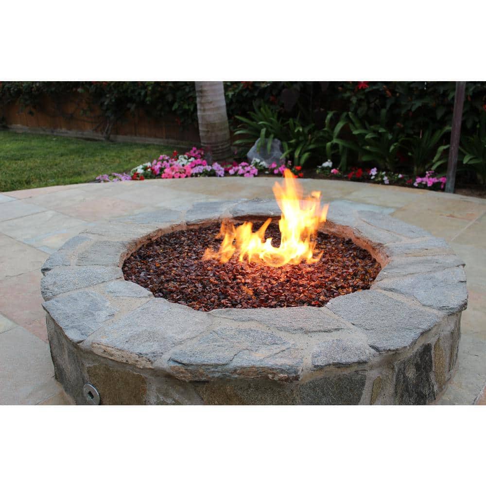Medium Amber Recycled Broken Fire Glass, 25 lb