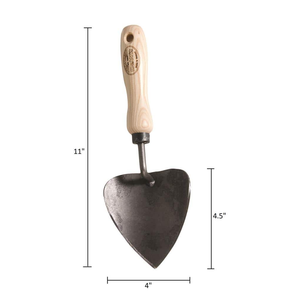 Heart-Shaped Black Boron Steel Potting Trowel with Ash Wood Handle