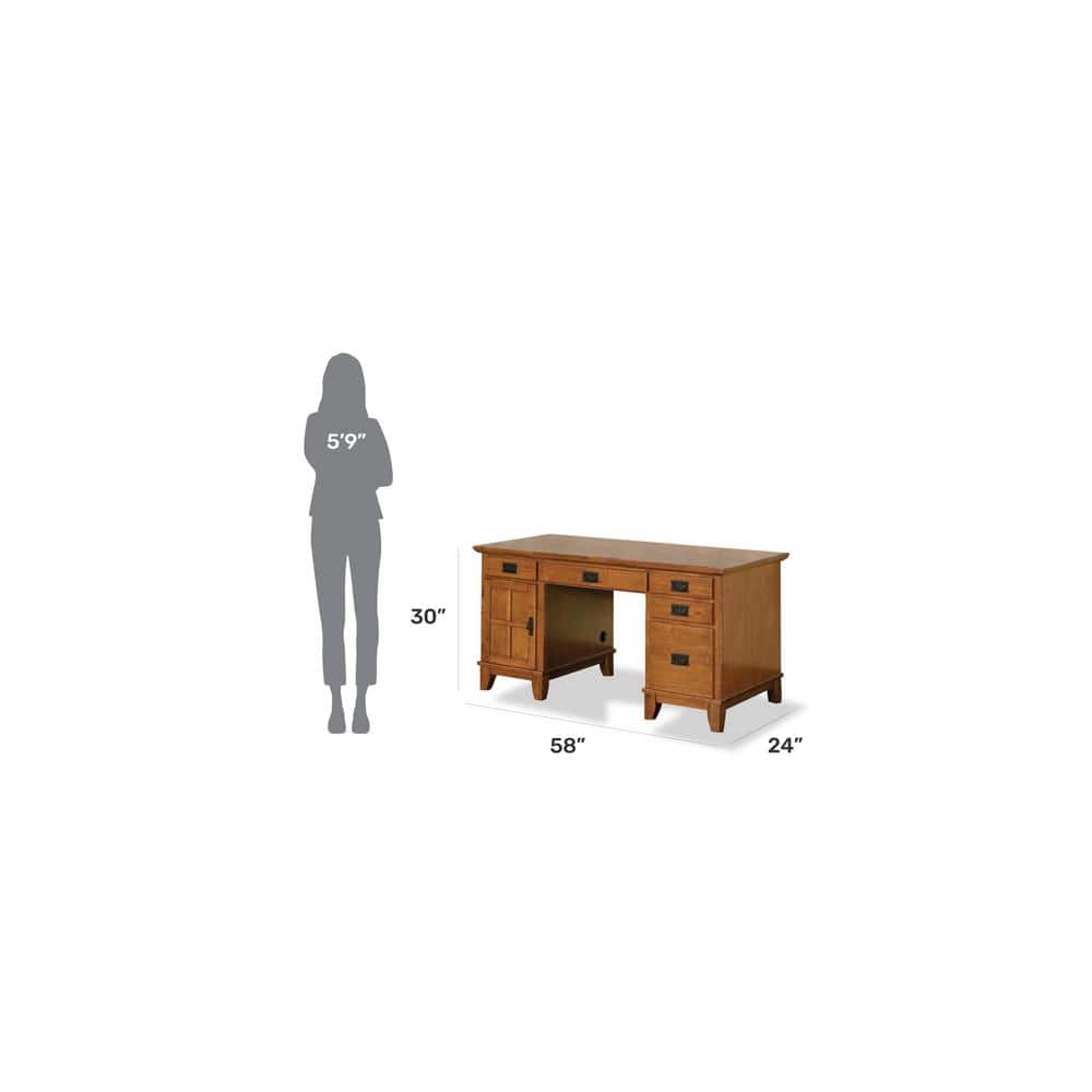 Executive Cottage Oak Pedestal Desk with Filing Drawer and Keyboard Tray