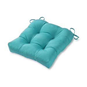 Solid Teal Square Tufted Outdoor Seat Cushion