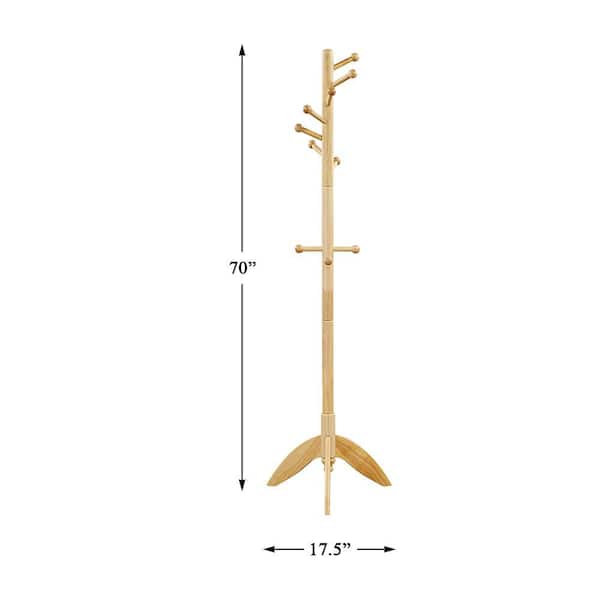 Lazzara Synergy 70 in. Solid Wood Coat Rack in Natural Finish