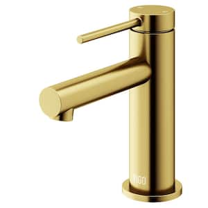 Jewel 6 in. Single-Hole Single Handle Bathroom Faucet in Matte Brushed Gold