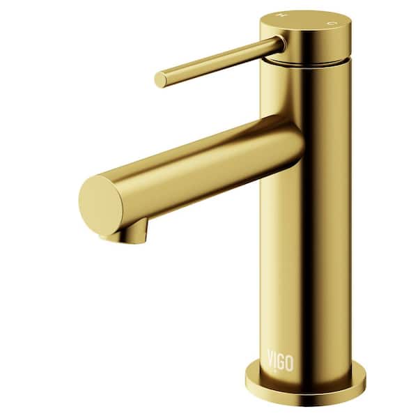 Jewel 6 in. Single-Hole Single Handle Bathroom Faucet in Matte Brushed Gold