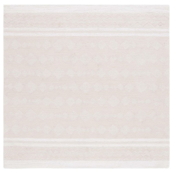 SAFAVIEH Capri 6 ft. x 6 ft. Ivory/Beige Border Diamond Square Area Rug