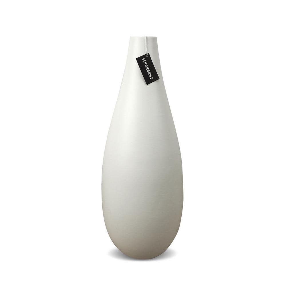 Drop Slim Tall Ceramic Vase In White Matte 18.8 in. Height D390.068