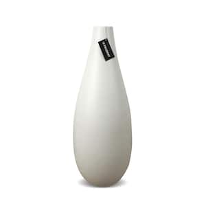 Drop Slim Tall Ceramic Vase In White Matte 18.8 in. Height
