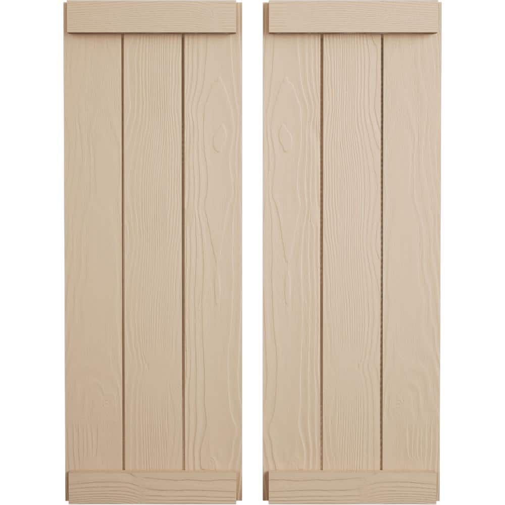 16.5 in. x 46 in. Timberthane Polyurethane 3-Board Joined Board-n-Batten Sandblasted Faux Wood Shutters, End Batten Pair price history on PriceWatchPro