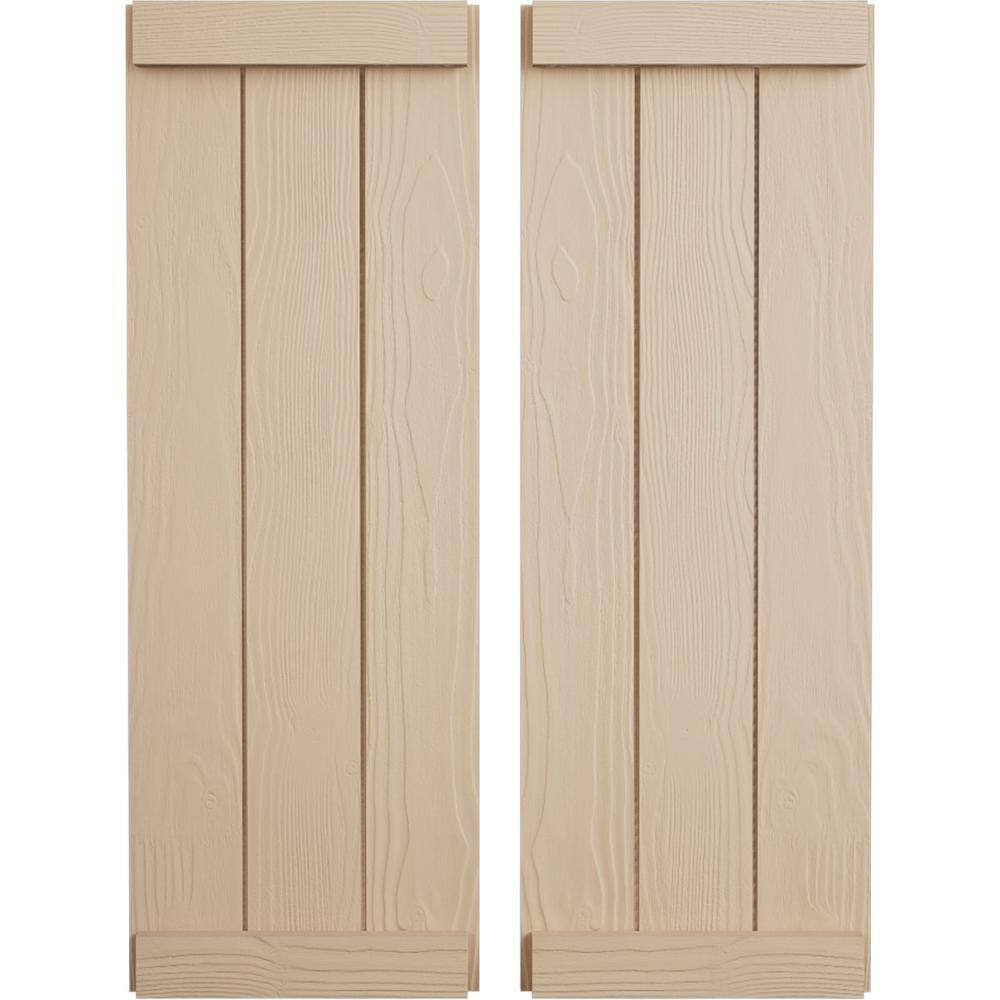 16.5 in. x 52 in. Timberthane Polyurethane 3-Board Joined Board-n-Batten Sandblasted Faux Wood Shutters, End Batten Pair price history on PriceWatchPro