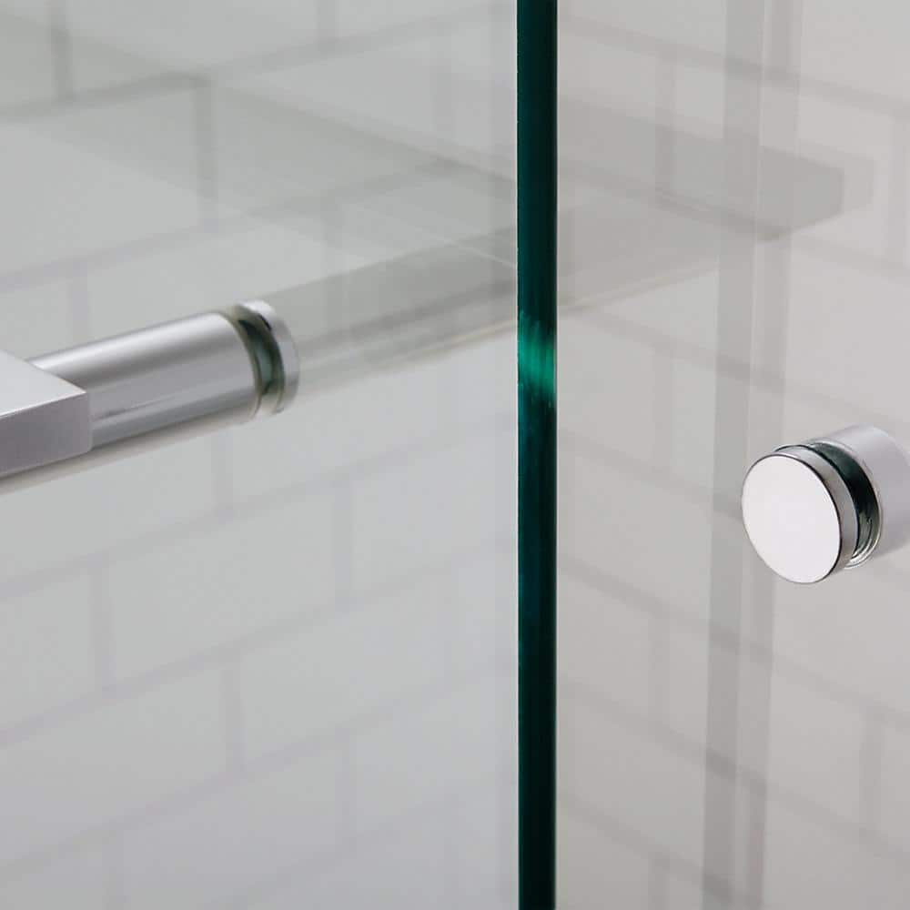 Bright Polished Silver Frameless Sliding Shower Door with Crystal Clear Glass