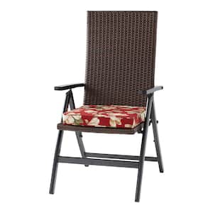 Wicker Outdoor PE Foldable Reclining Chair with Roma Floral Seat Cushion