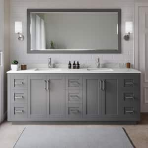 Miranda 84 in. W x 22 in. D x 33.75 in. H Double Bath Vanity in Dark Gray with Giotto Quartz Top