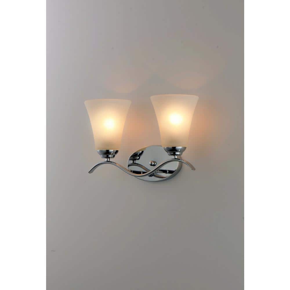 Polished Chrome Frosted Glass 2-Light Vanity Fixture