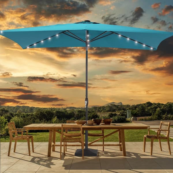 Sonkuki Enhance Your Outdoor Oasis with Lake Blue 6x9 ft. LEDRectangular Patio Umbrella - Stylish, Durable, and Sun-Protective