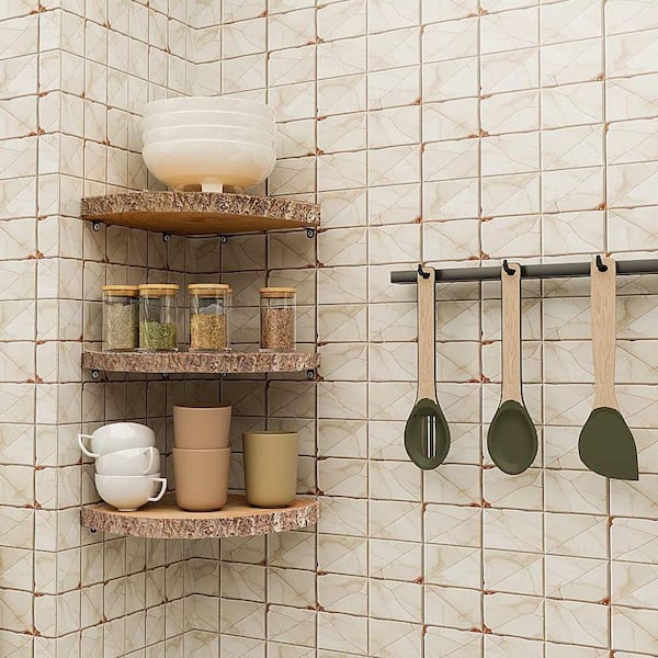 7 in. W x 11 in. D Rustic Wood Decorative Wall Shelf 3-Pieces