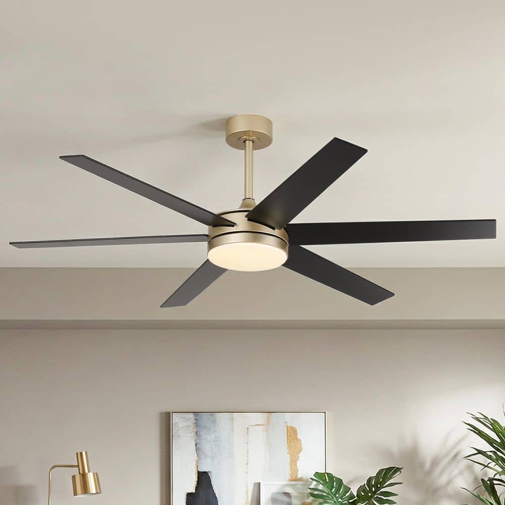 60 in. Gold Downrod Mount Standard Ceiling Fan with LED Light, DC Motor and Remote Control price history on PriceWatchPro