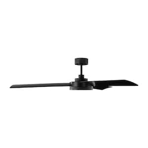 Cirque 56 in. Integrated LED Indoor/Outdoor Midnight Black Ceiling Fan with White Glass Light Kit and Remote Control