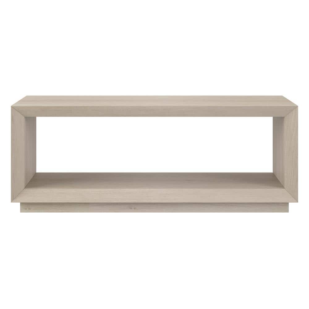 Alder White Rectangular Wood Coffee Table with Plinth Base