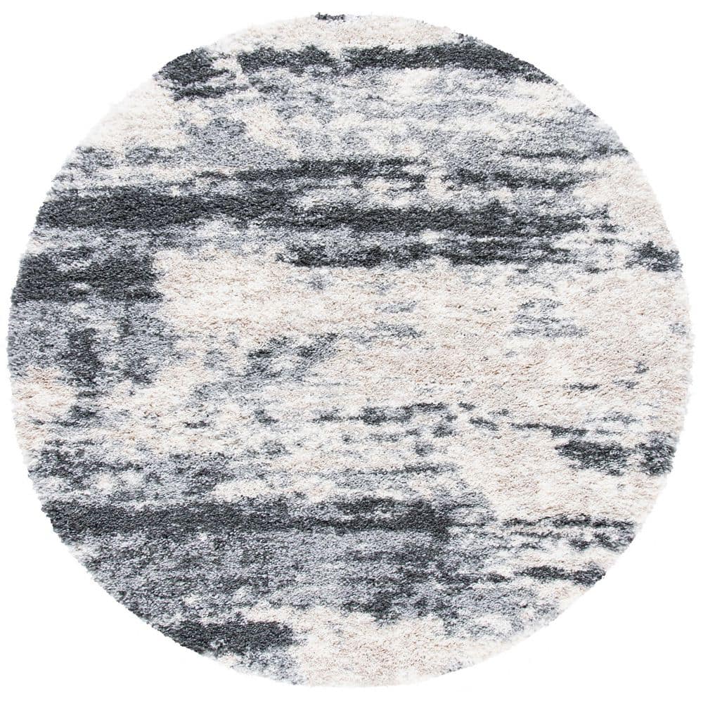 Fontana Shag 3 ft. x 3 ft. Gray/Ivory Distressed Round Area Rug price history on PriceWatchPro