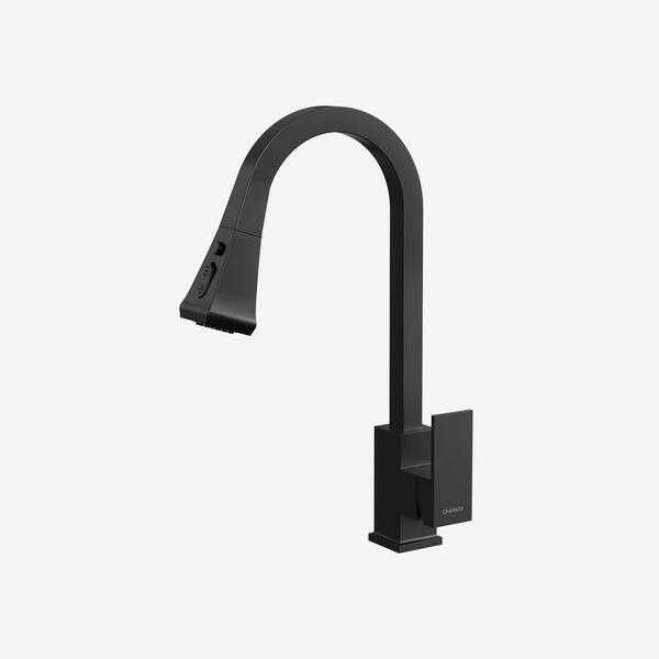Single-Handle Pull Down Sprayer 16 in. H Kitchen Faucet with 360° Spout Swivel and Dual Spray in Matte Black