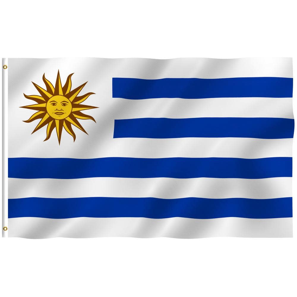 Fly Breeze 3 ft. x 5 ft. Polyester Uruguay Flags 2-Sided Flag Banner with B