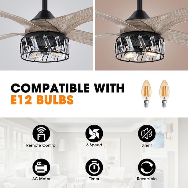 matrix decor 52 in. Indoor Crystal 6-Speeds Ceiling Fan with Light