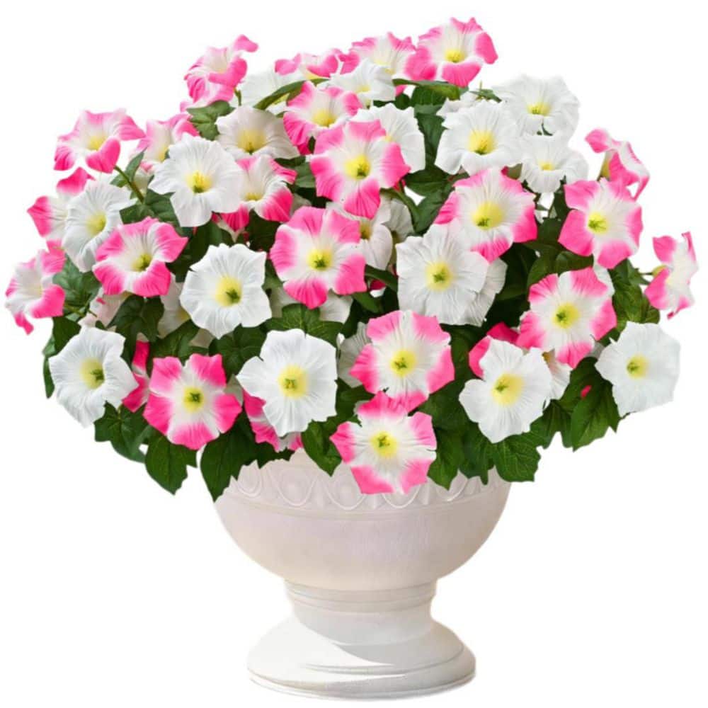 4 Bundles 15.7 in. Pink White Indoor/Outdoor Artificial Petunia