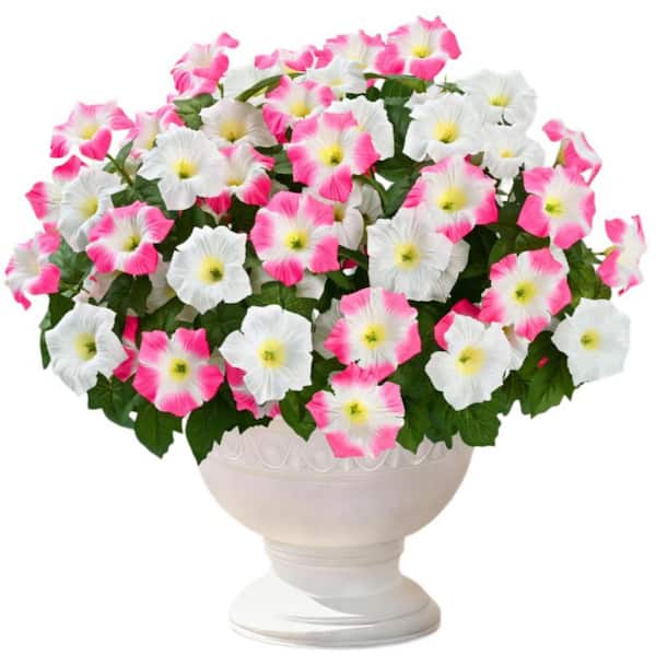 4 Bundles 15.7 in. Pink White Indoor/Outdoor Artificial Petunia