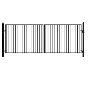 Madrid 18 ft. x 6 ft. Black Steel Dual Driveway Fence Gate