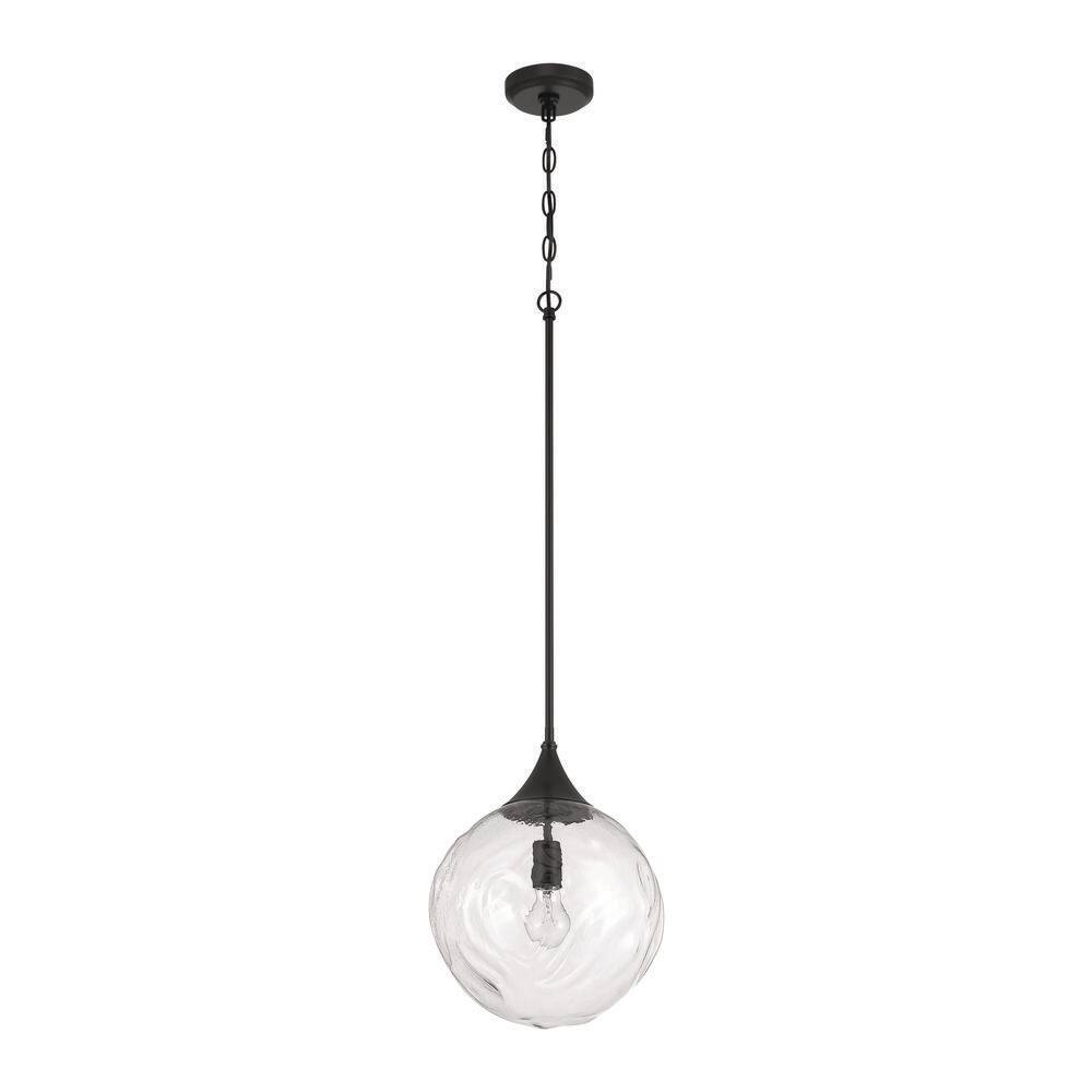 Reflection 60-Watt Flat Black Finish Globe Pendant Light w/ Textured Glass, No Bulb(s) Included price history on PriceWatchPro