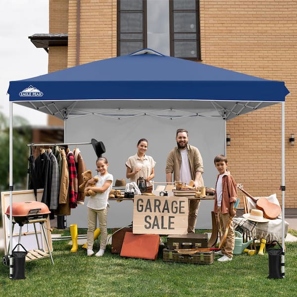 EAGLE PEAK 10 ft. x 10 ft. Commercial Pop up Canopy Tent with One Sidewall and 4-Sand Bags