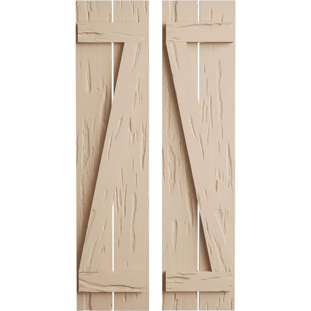 11.5 in. x 66 in. Timberthane Polyurethane 2-Board Spaced Board-n-Batten Pecky Cypress Faux Wood Shutters w/Z-Board Pair price history on PriceWatchPro