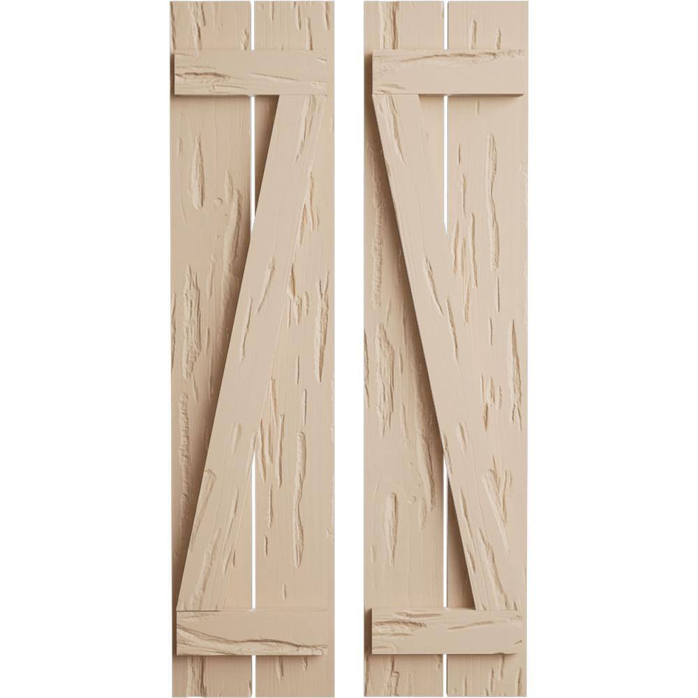 11.5 in. x 82 in. Timberthane Polyurethane 2-Board Spaced Board-n-Batten Pecky Cypress Faux Wood Shutters w/Z-Board Pair price history on PriceWatchPro