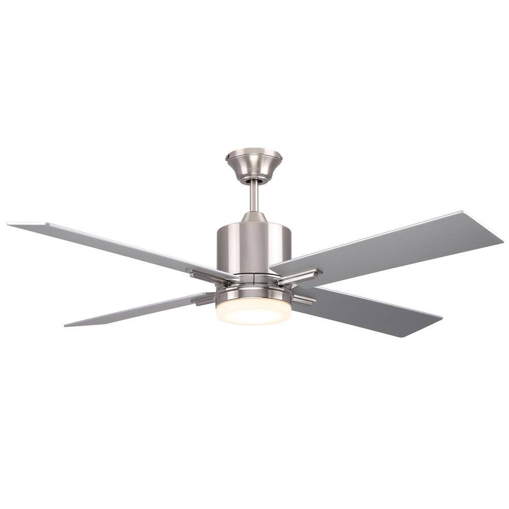 Transitional 52" White Low Profile Ceiling Fan with LED Light