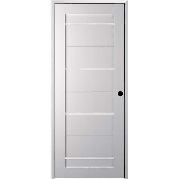 Belldinni Mika 18" x 80" Left-Hand 4-Lite Frosted Glass Solid Core Bianco Noble Finished Composite Single Prehung Interior Door