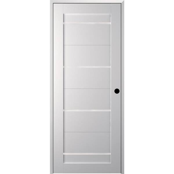Belldinni Mika 18" x 80" Left-Hand 4-Lite Frosted Glass Solid Core Bianco Noble Finished Composite Single Prehung Interior Door