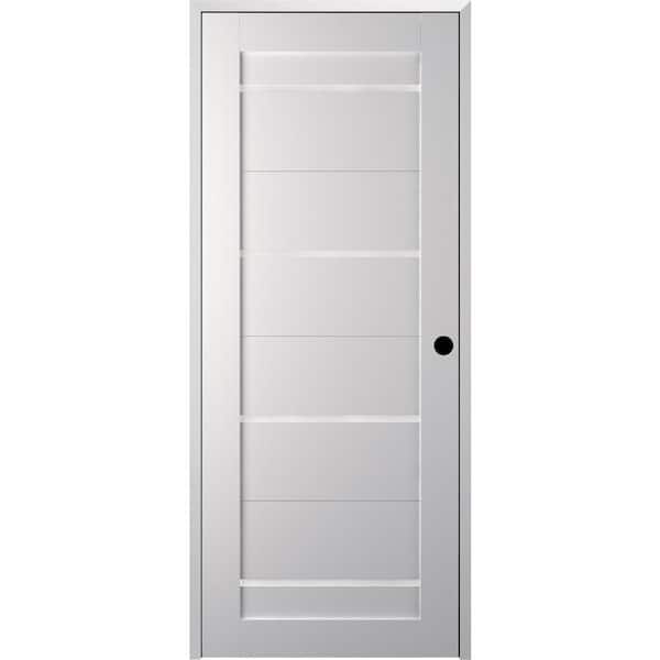 Belldinni Mika 28" x 80" Left-Hand 4-Lite Frosted Glass Solid Core Bianco Noble Finished Composite Single Prehung Interior Door