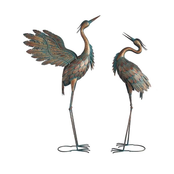 Unbranded Metal Heron Yard Art, Standing Garden Sculptures and Statues for Outdoor Decor, (Set of 2)