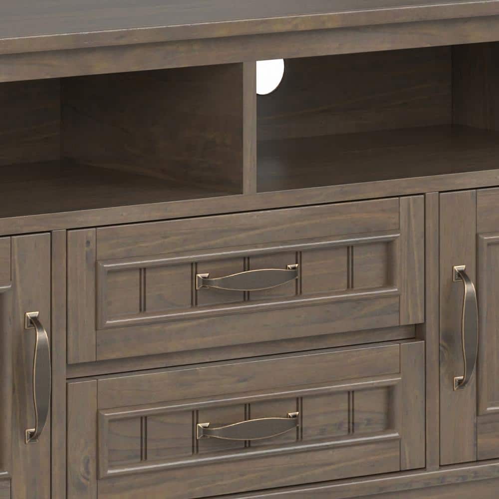 Lev Smoky Brown Solid Wood 72" Wide Contemporary TV Media Stand