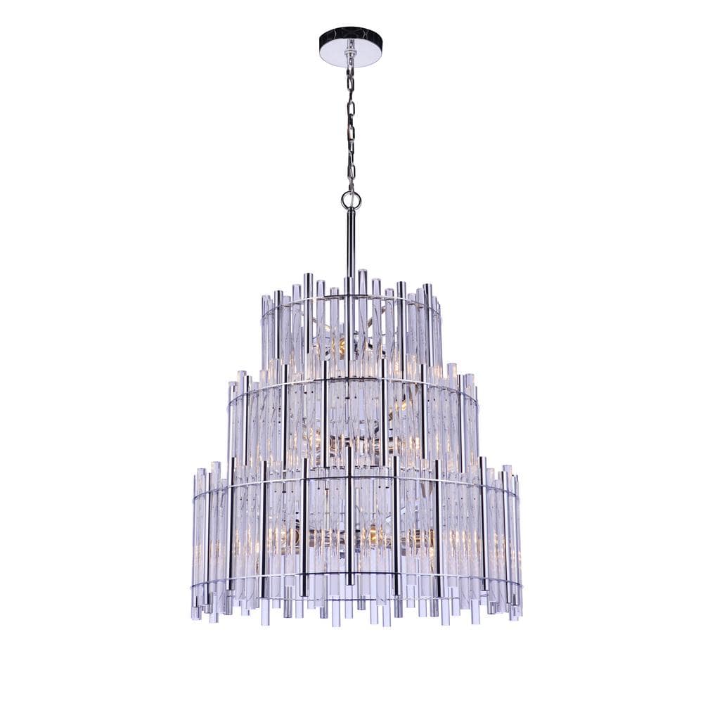 Chrome and Clear Acrylic 13-Light Candle Chandelier